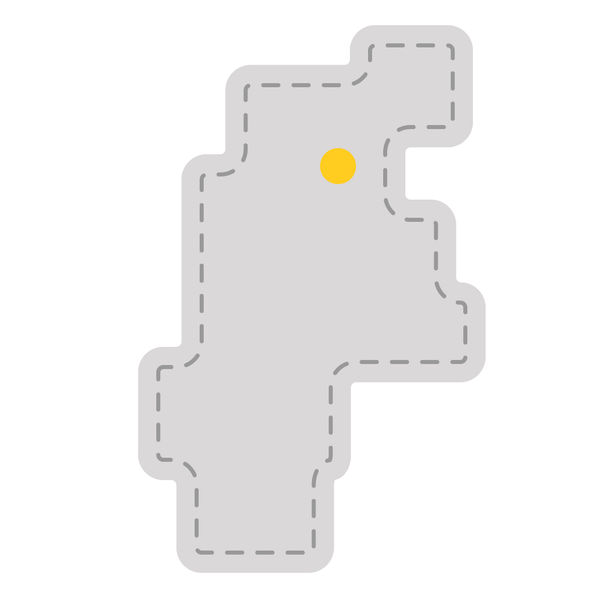 長野県の無料フリーイラスト|簡易・県庁あり・角丸ステッチ(グレー)