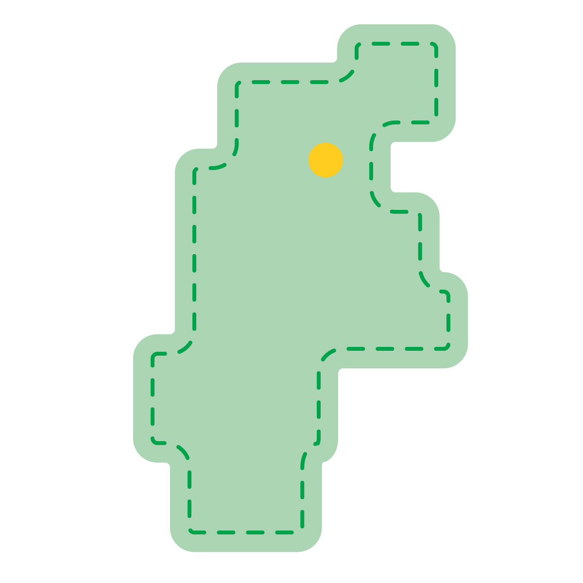 長野県の無料フリーイラスト|簡易・県庁あり・角丸ステッチ(緑)