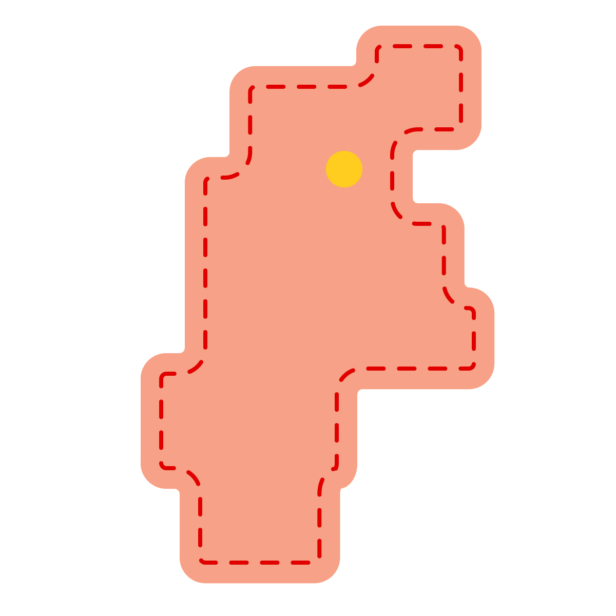 長野県の無料フリーイラスト|簡易・県庁あり・角丸ステッチ(赤)