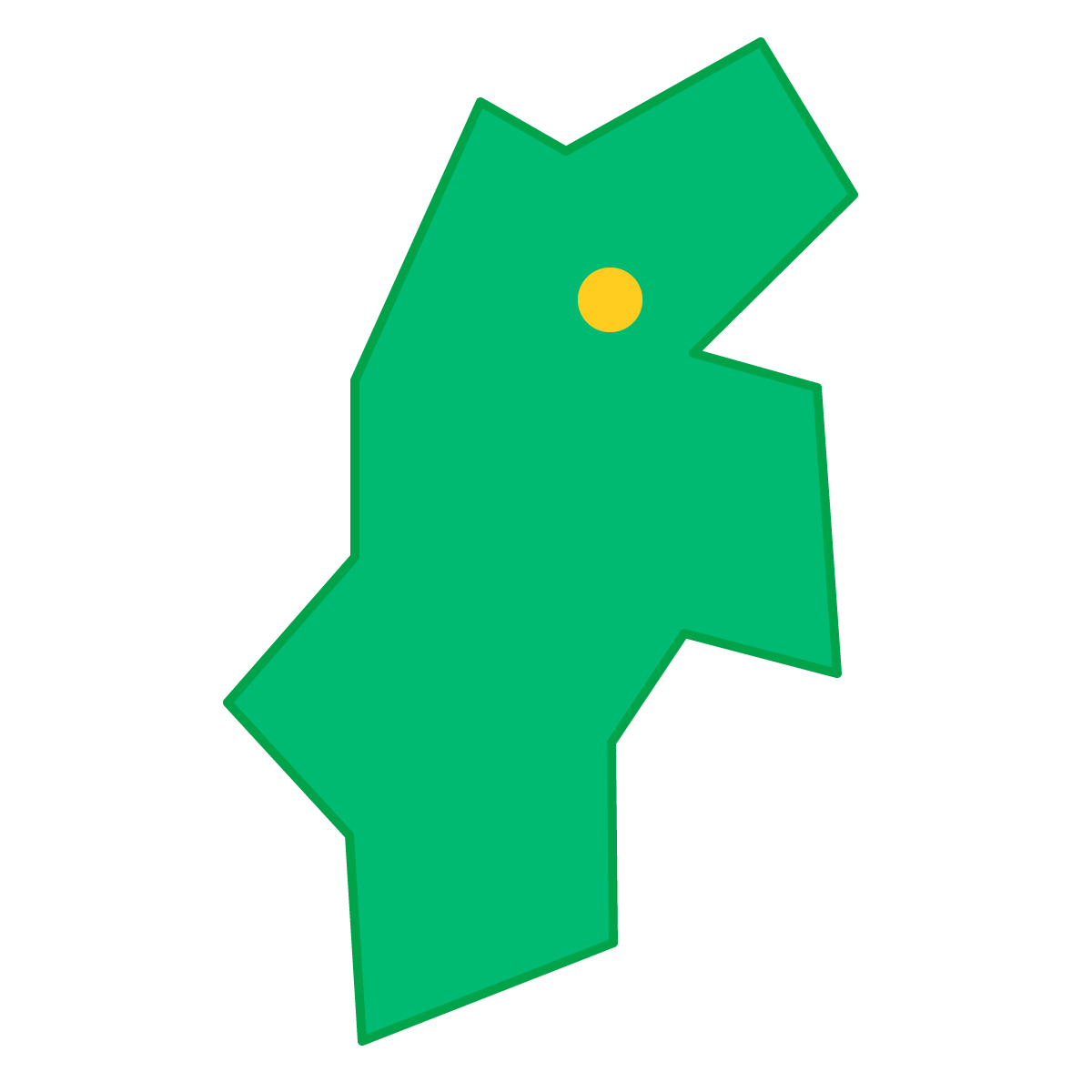 長野県の無料フリーイラスト|簡易・県庁あり・三角(緑)