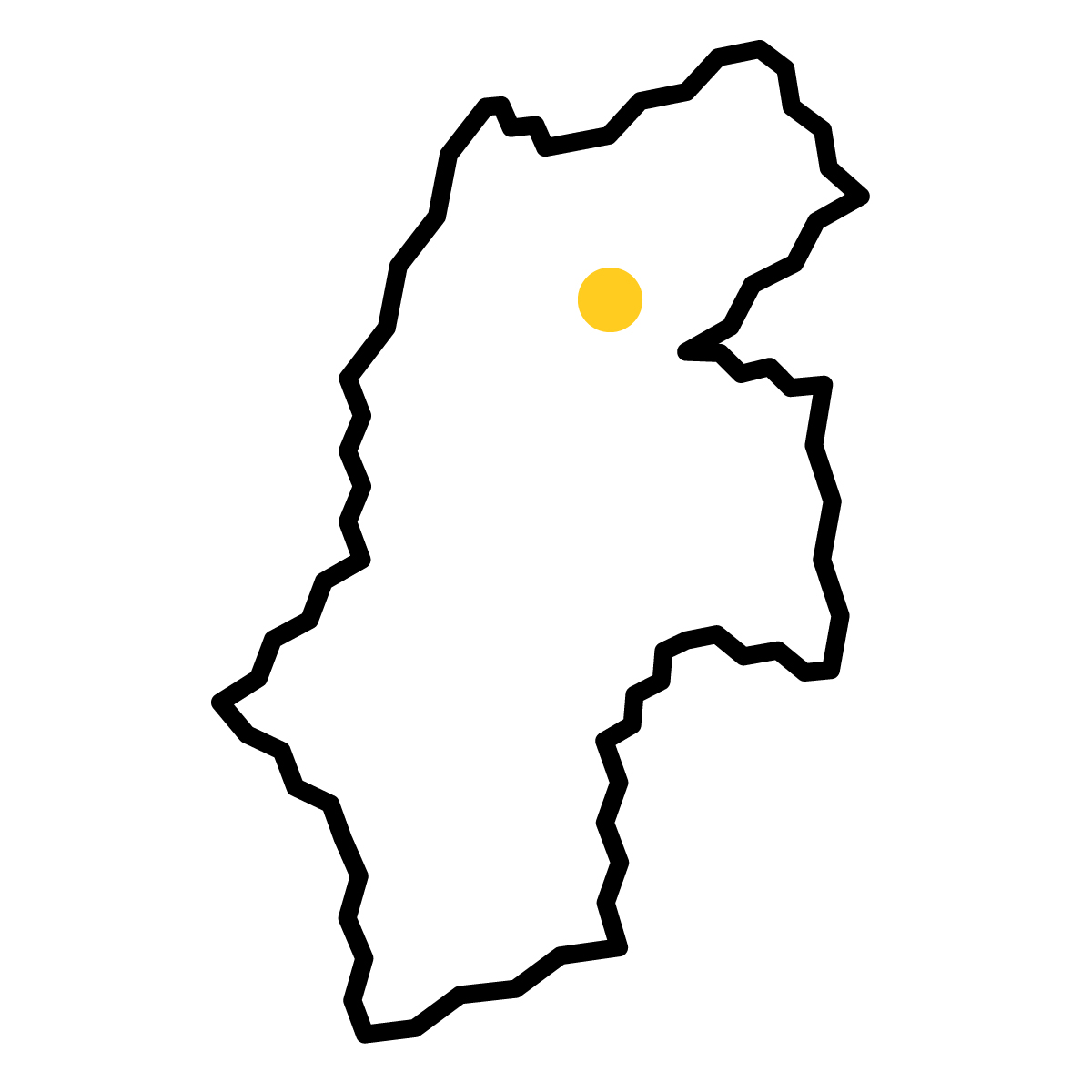 長野県の無料フリーイラスト|簡易・県庁あり・ジグザグ(黒)