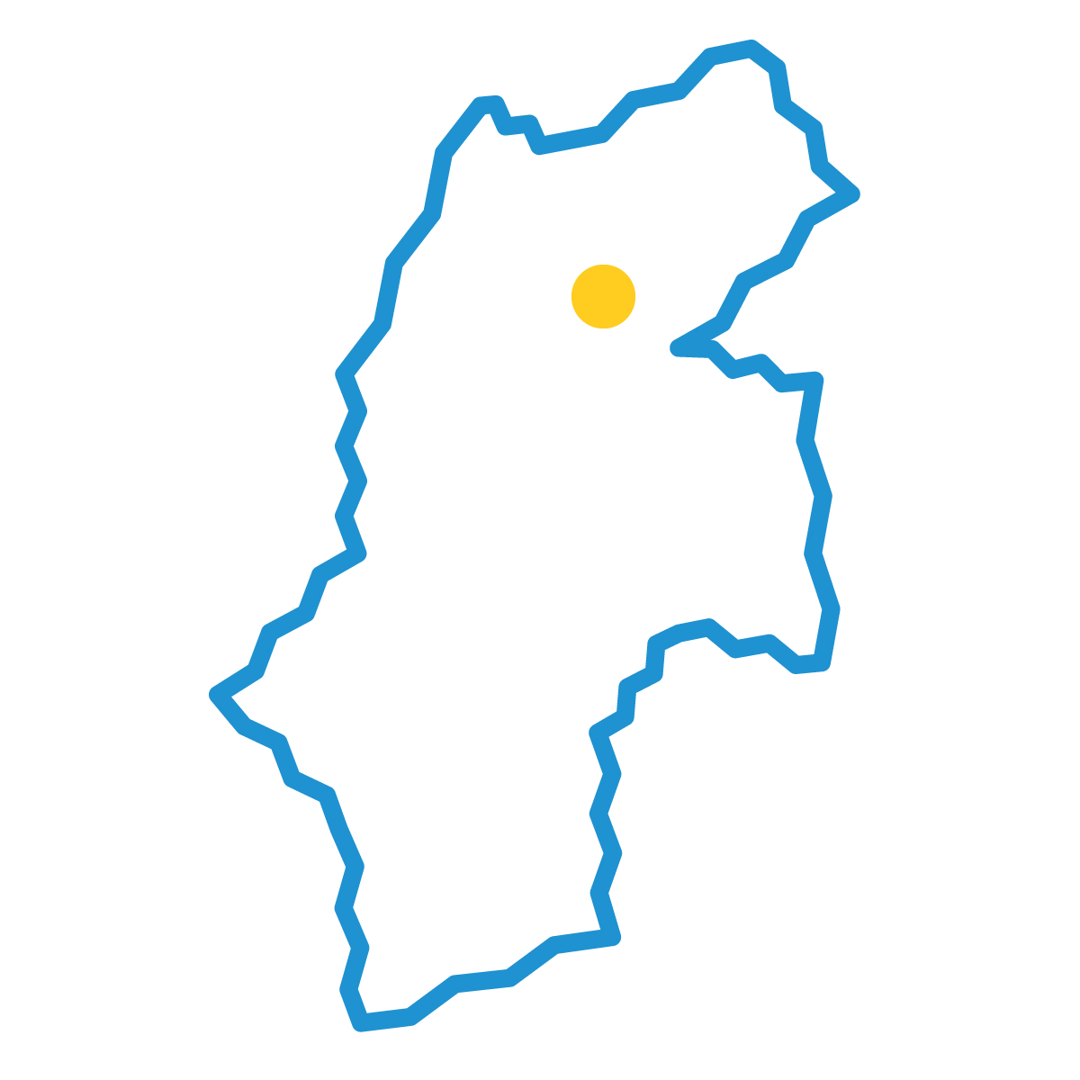 長野県の無料フリーイラスト｜簡易・県庁あり・ジグザグ(青)