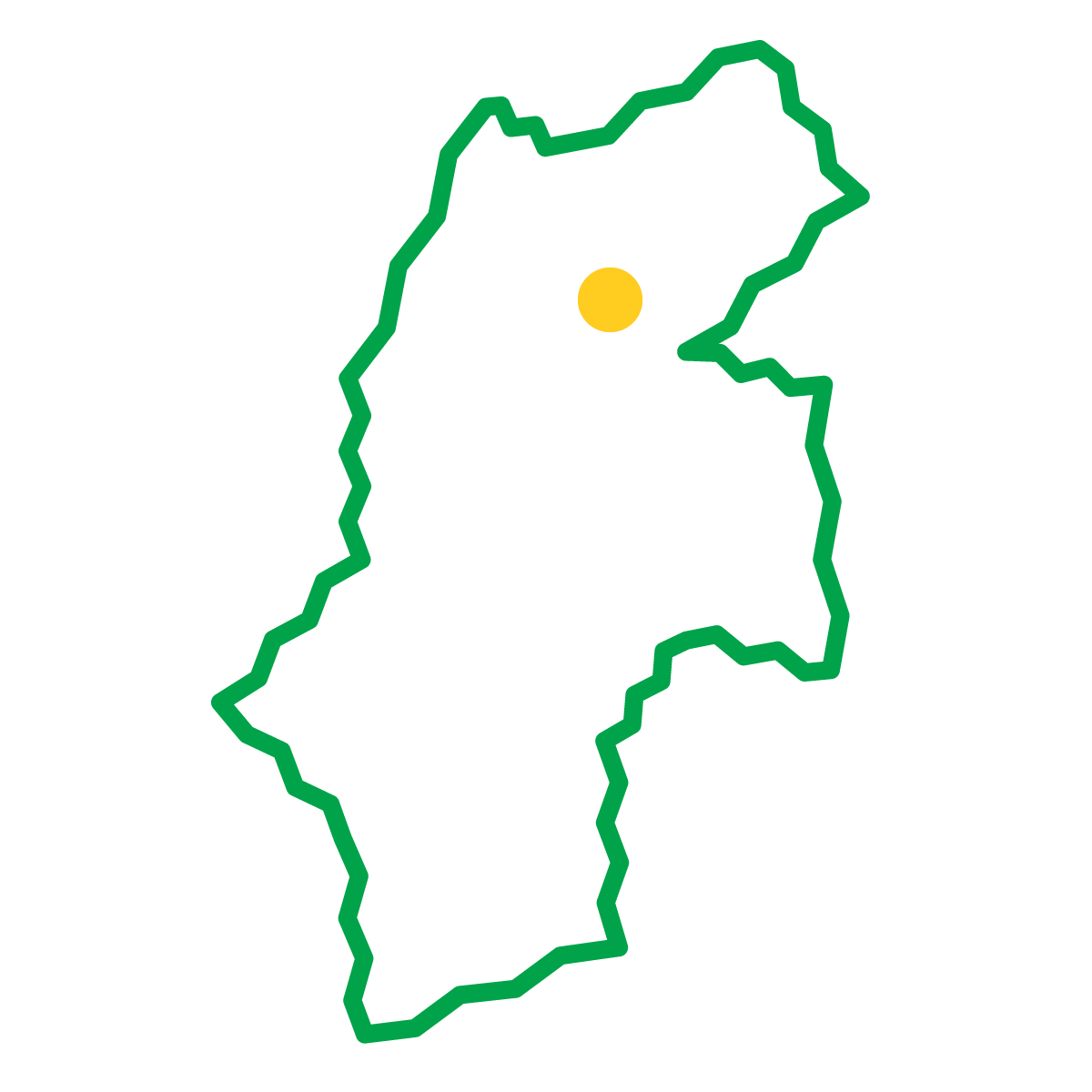 長野県の無料フリーイラスト|簡易・県庁あり・ジグザグ(緑)