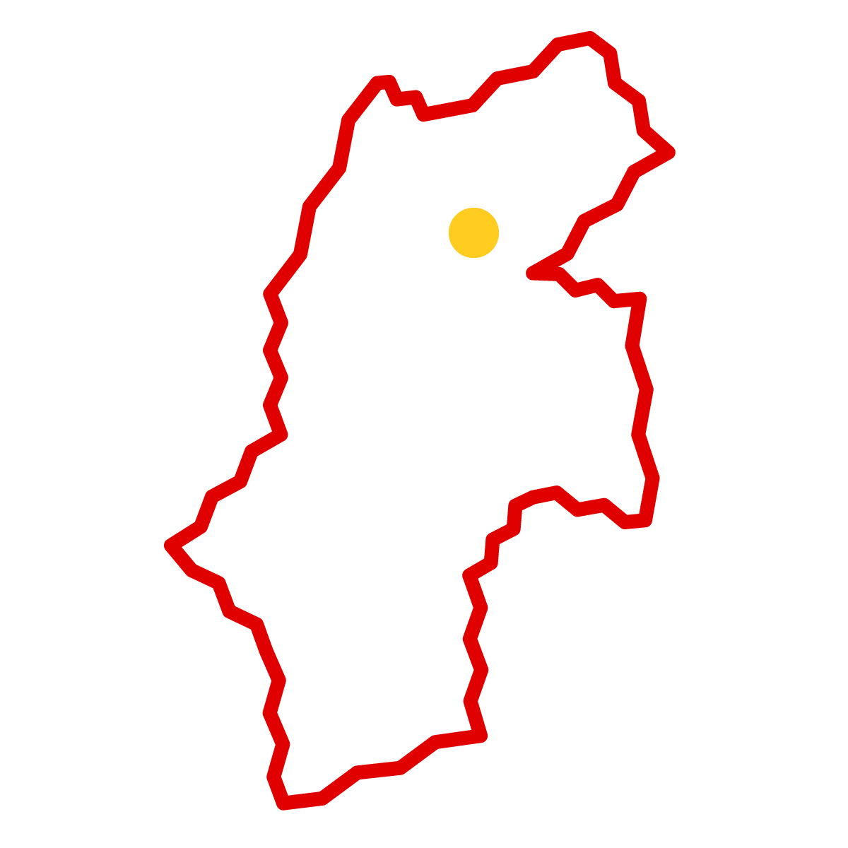 長野県の無料フリーイラスト|簡易・県庁あり・ジグザグ(赤)