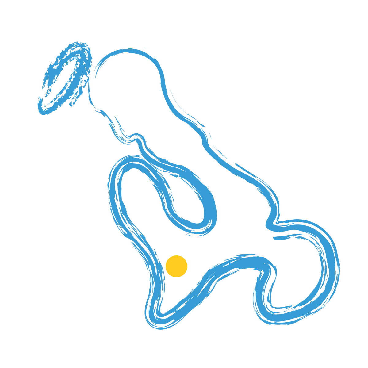 長崎県の無料フリーイラスト|簡易・県庁あり・毛筆(青)