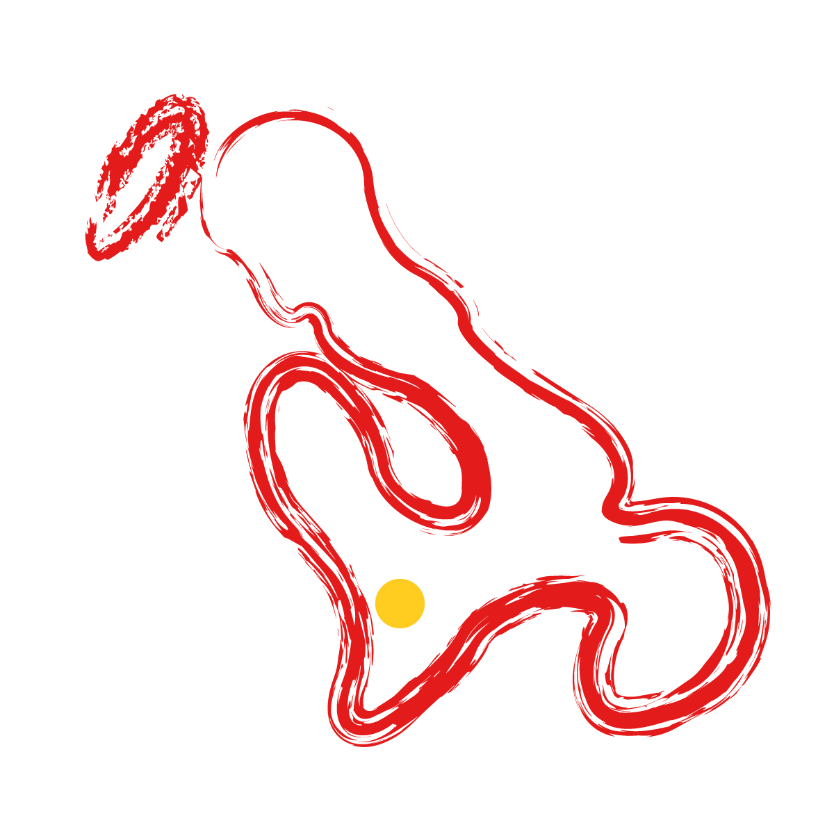 長崎県の無料フリーイラスト｜簡易・県庁あり・毛筆(赤)