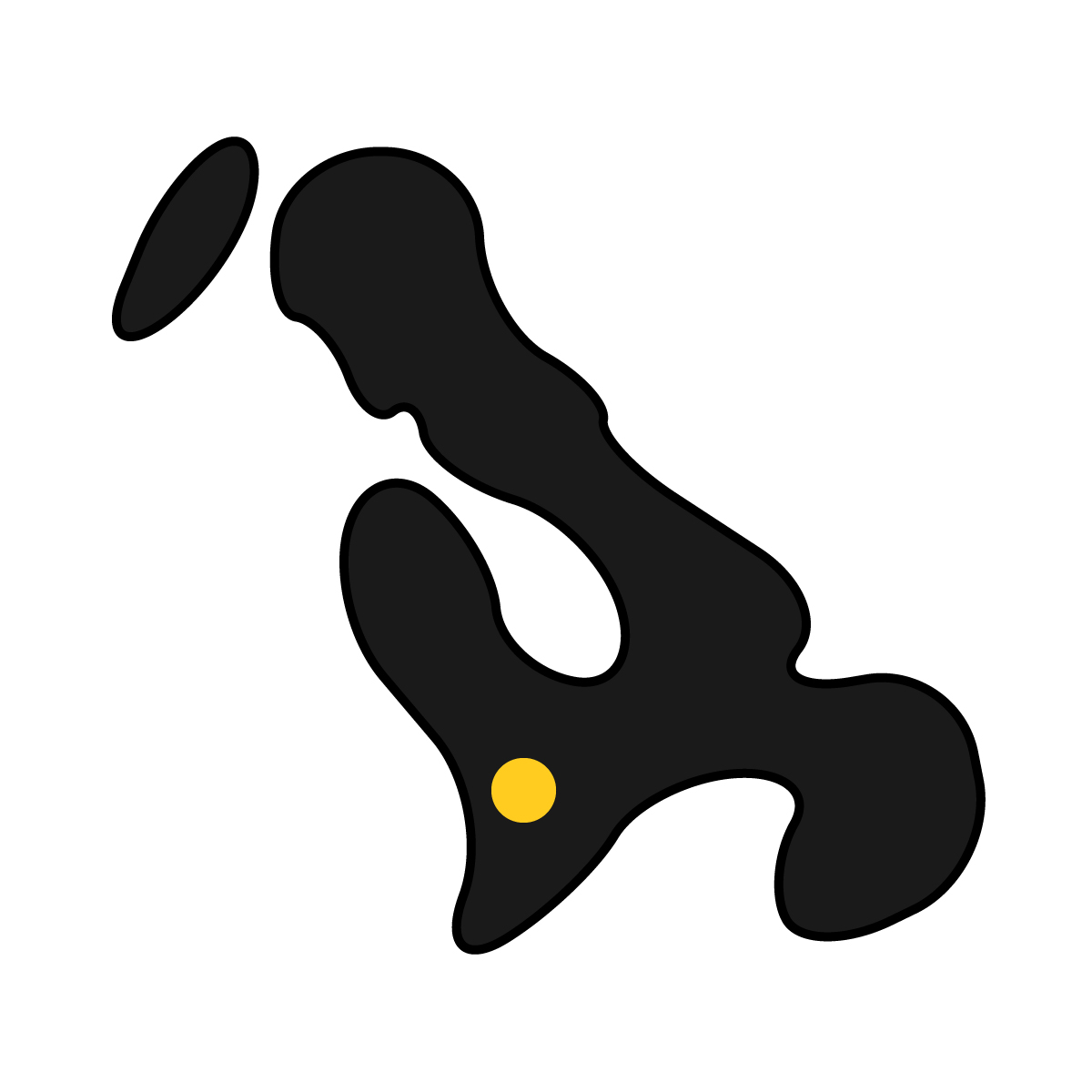 長崎県の無料フリーイラスト｜簡易・県庁あり・曲線(黒)