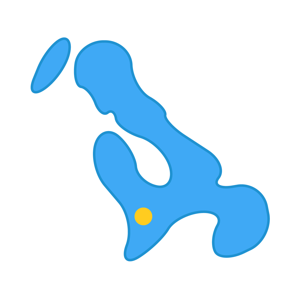 長崎県の無料フリーイラスト|簡易・県庁あり・曲線(青)