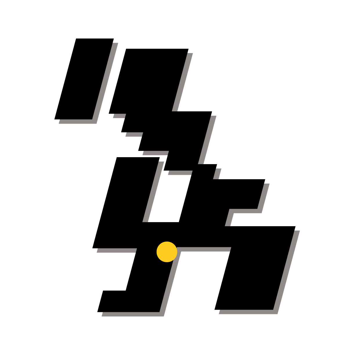 長崎県の無料フリーイラスト|簡易・県庁あり・四角斜め(黒)