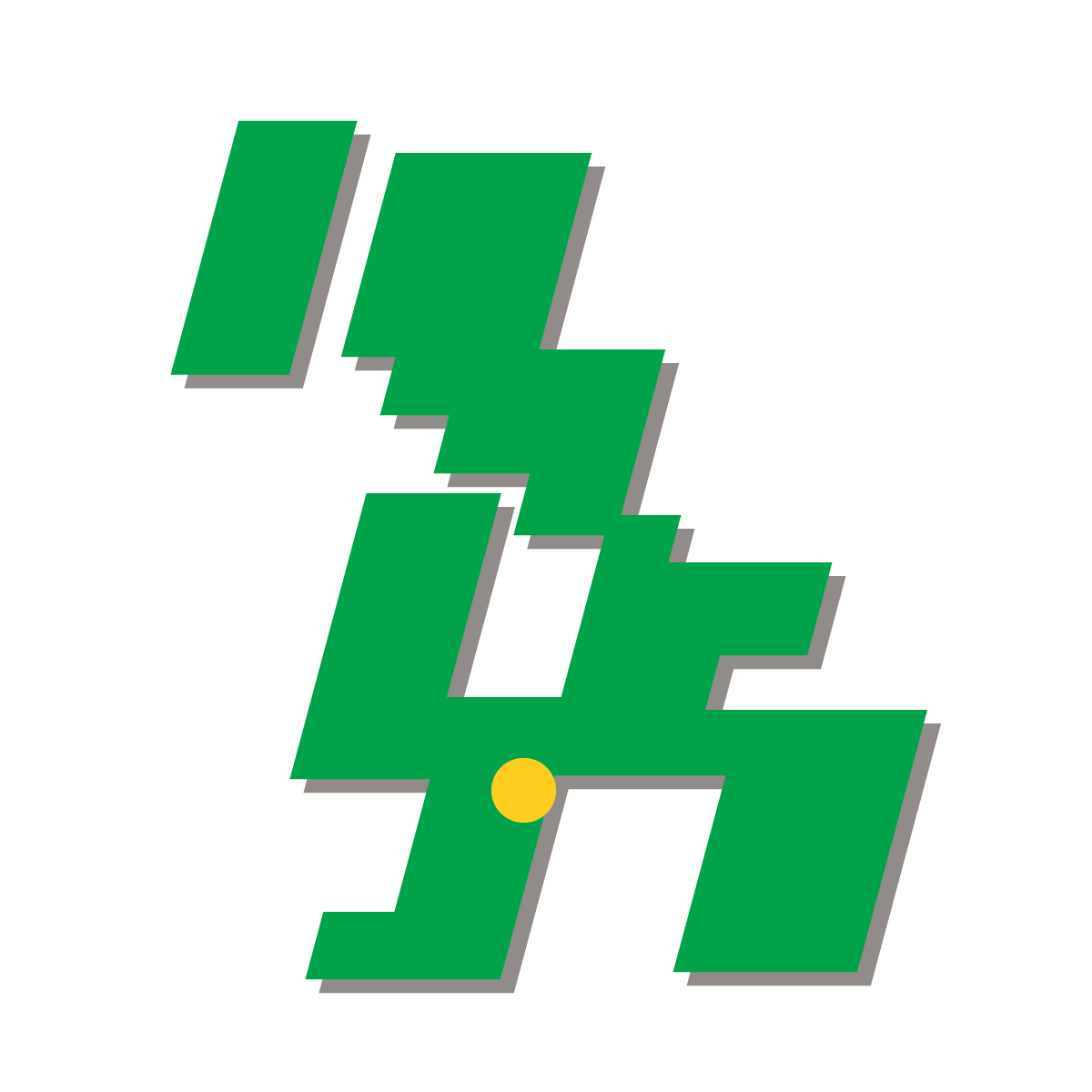 長崎県の無料フリーイラスト|簡易・県庁あり・四角斜め(緑)
