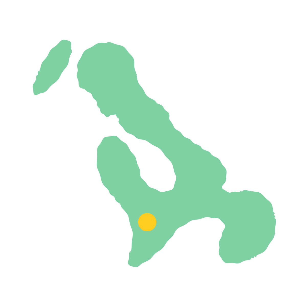 長崎県の無料フリーイラスト|簡易・県庁あり・イラスト風(緑)