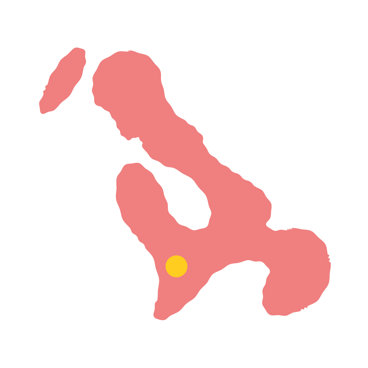 長崎県の無料フリーイラスト｜簡易・県庁あり・イラスト風(赤)