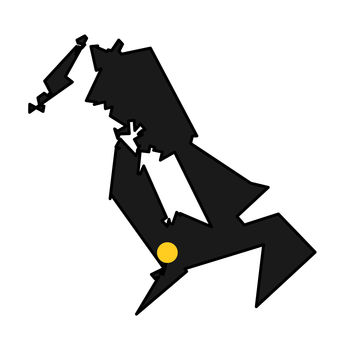 長崎県の無料フリーイラスト|簡易・県庁あり・単純化(黒)
