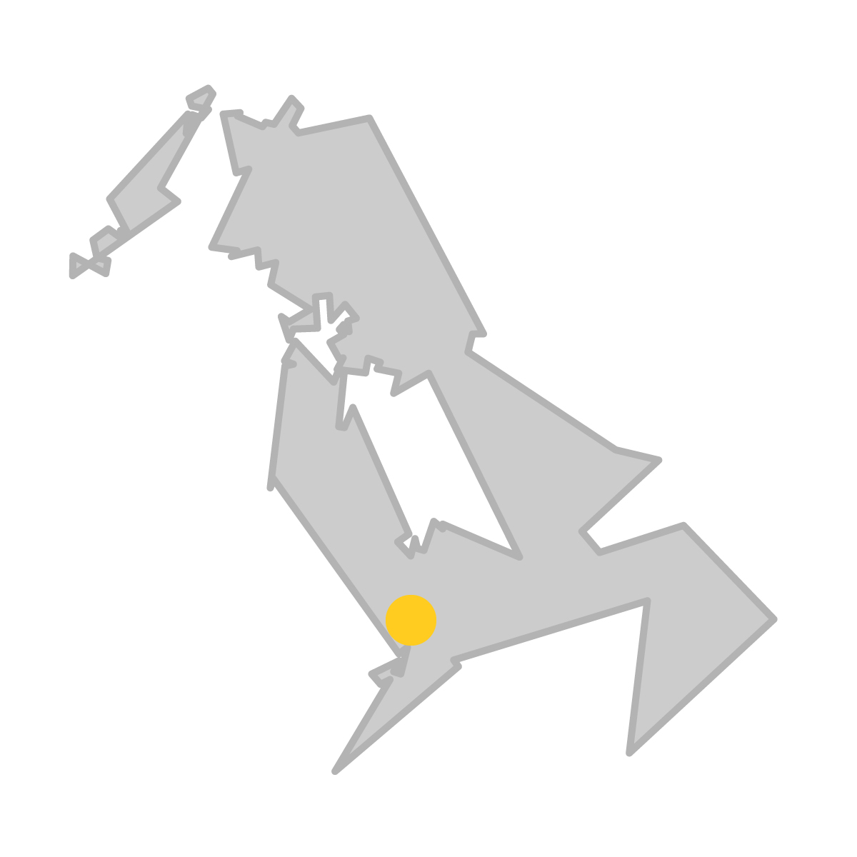 長崎県の無料フリーイラスト|簡易・県庁あり・単純化(グレー)