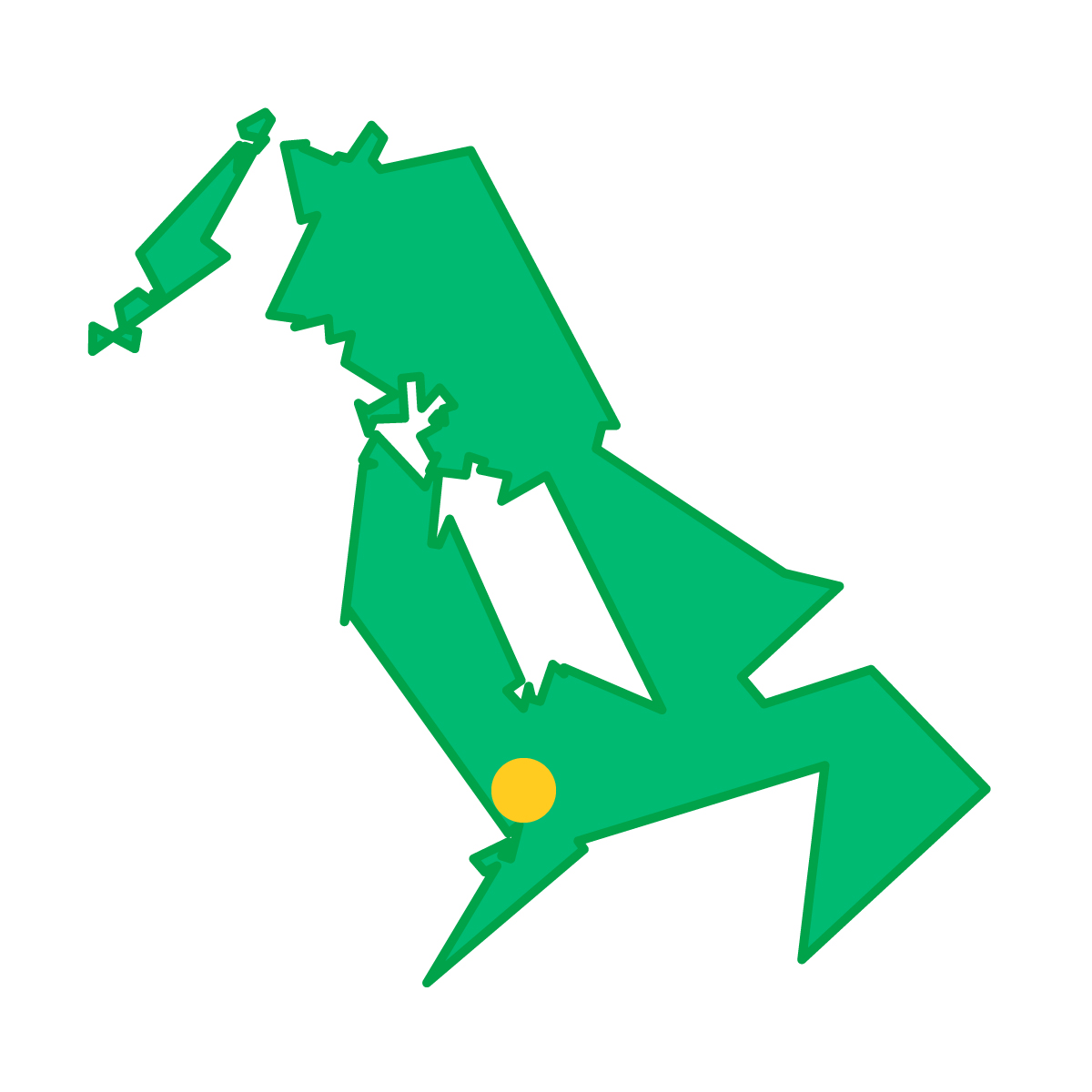 長崎県の無料フリーイラスト|簡易・県庁あり・単純化(緑)
