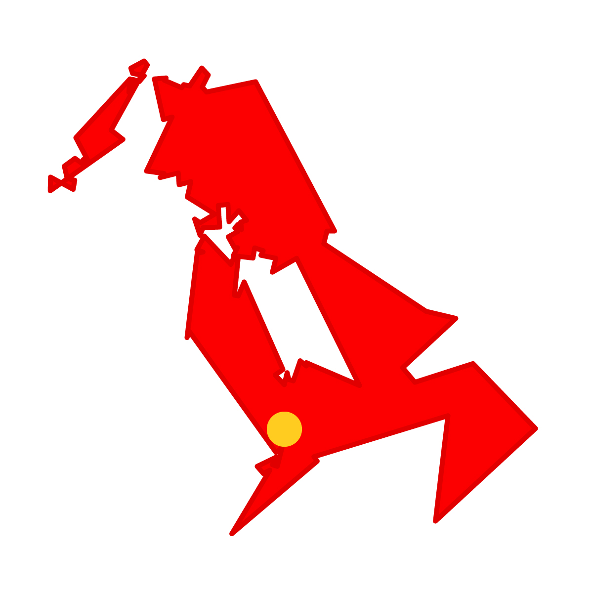 長崎県の無料フリーイラスト｜簡易・県庁あり・単純化(赤)