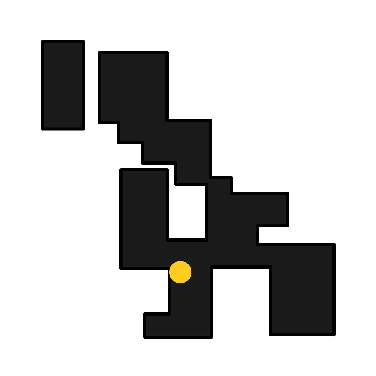 長崎県の無料フリーイラスト｜簡易・県庁あり・四角(黒)