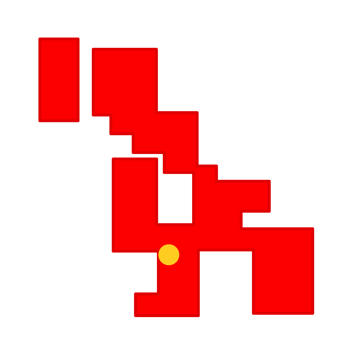 長崎県の無料フリーイラスト｜簡易・県庁あり・四角(赤)