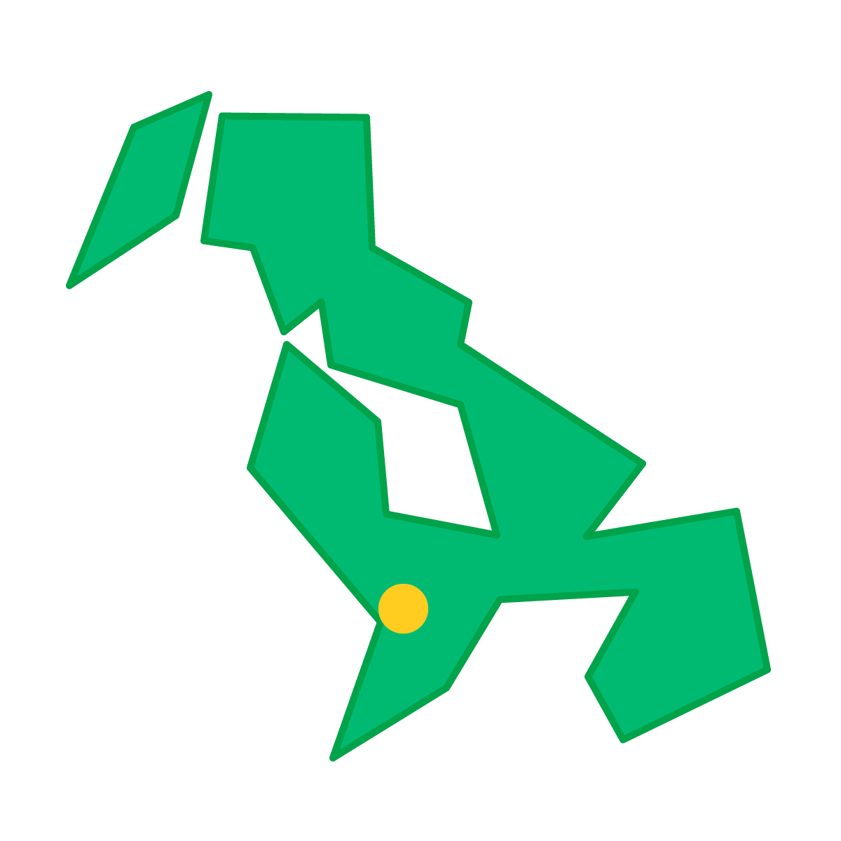 長崎県の無料フリーイラスト|簡易・県庁あり・三角(緑)