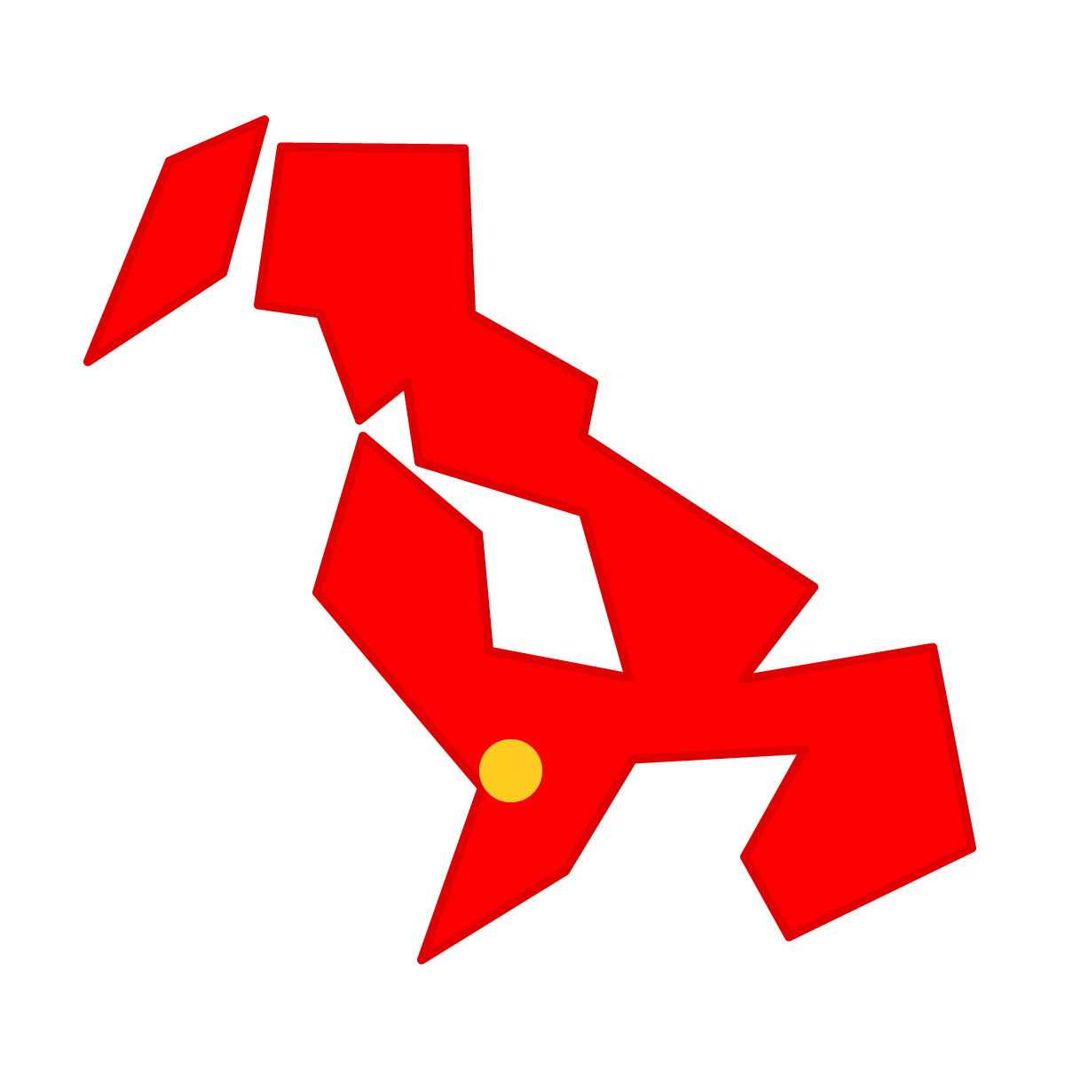 長崎県の無料フリーイラスト｜簡易・県庁あり・三角(赤)