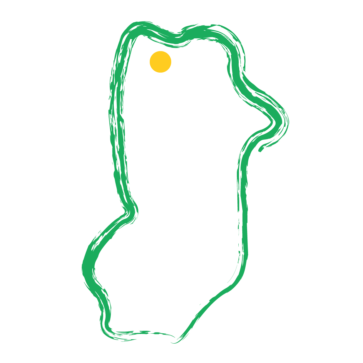 奈良県の無料フリーイラスト｜簡易・県庁あり・毛筆(緑)