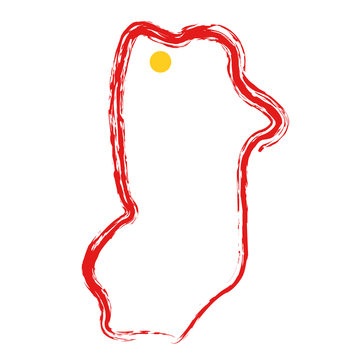 奈良県の無料フリーイラスト|簡易・県庁あり・毛筆(赤)