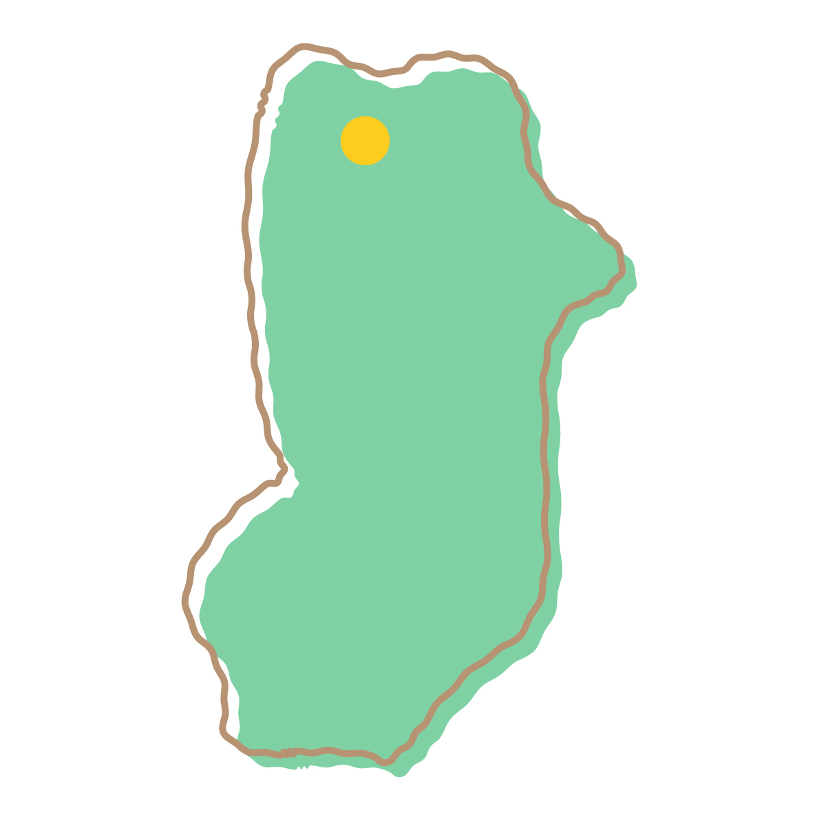 奈良県の無料フリーイラスト|簡易・県庁あり・イラスト風(緑)