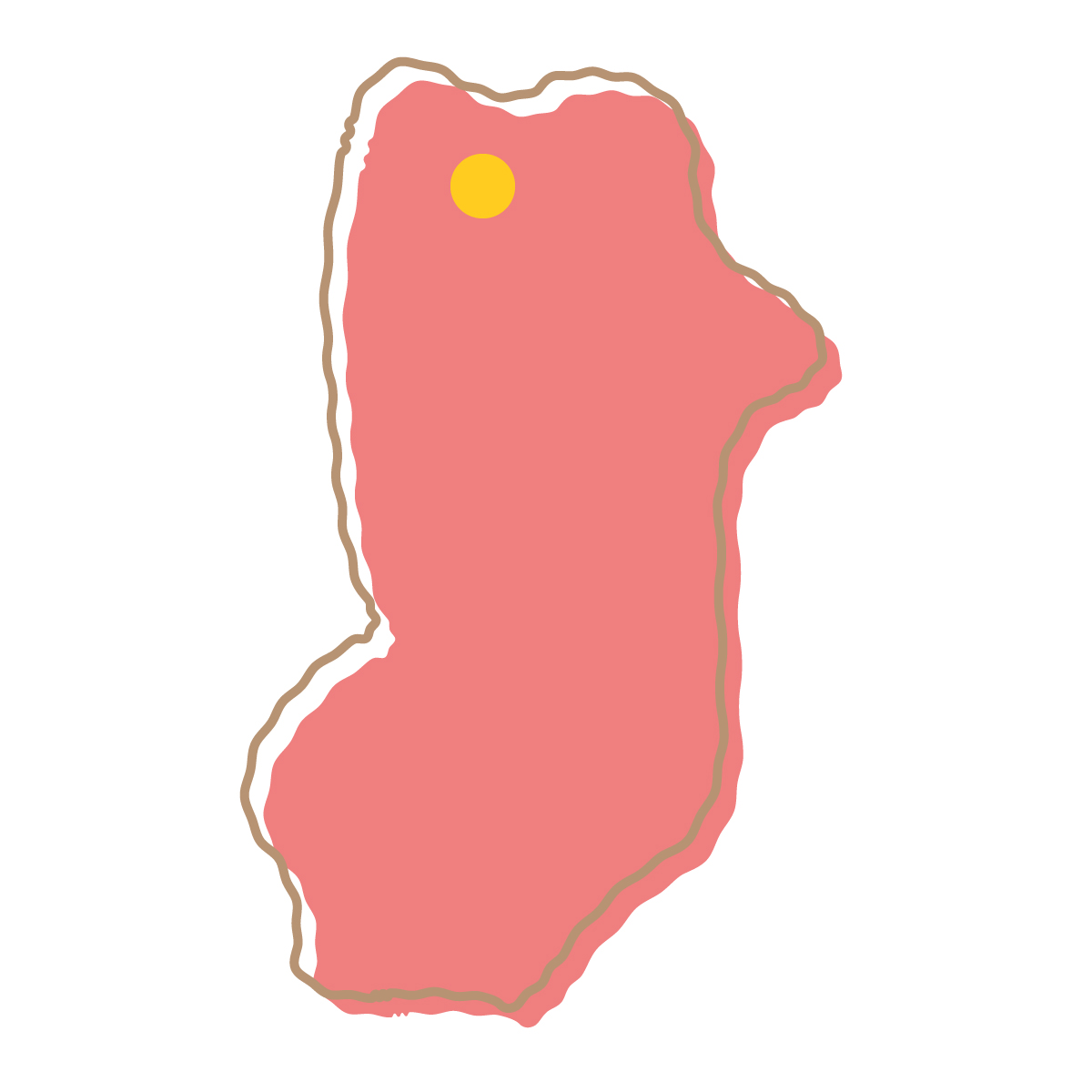 奈良県の無料フリーイラスト|簡易・県庁あり・イラスト風(赤)