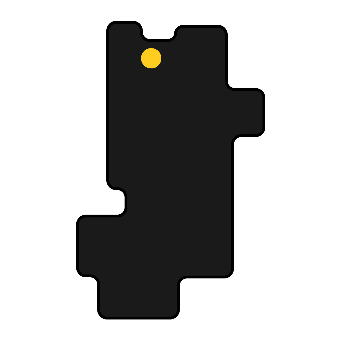奈良県の無料フリーイラスト|簡易・県庁あり・角丸(黒)