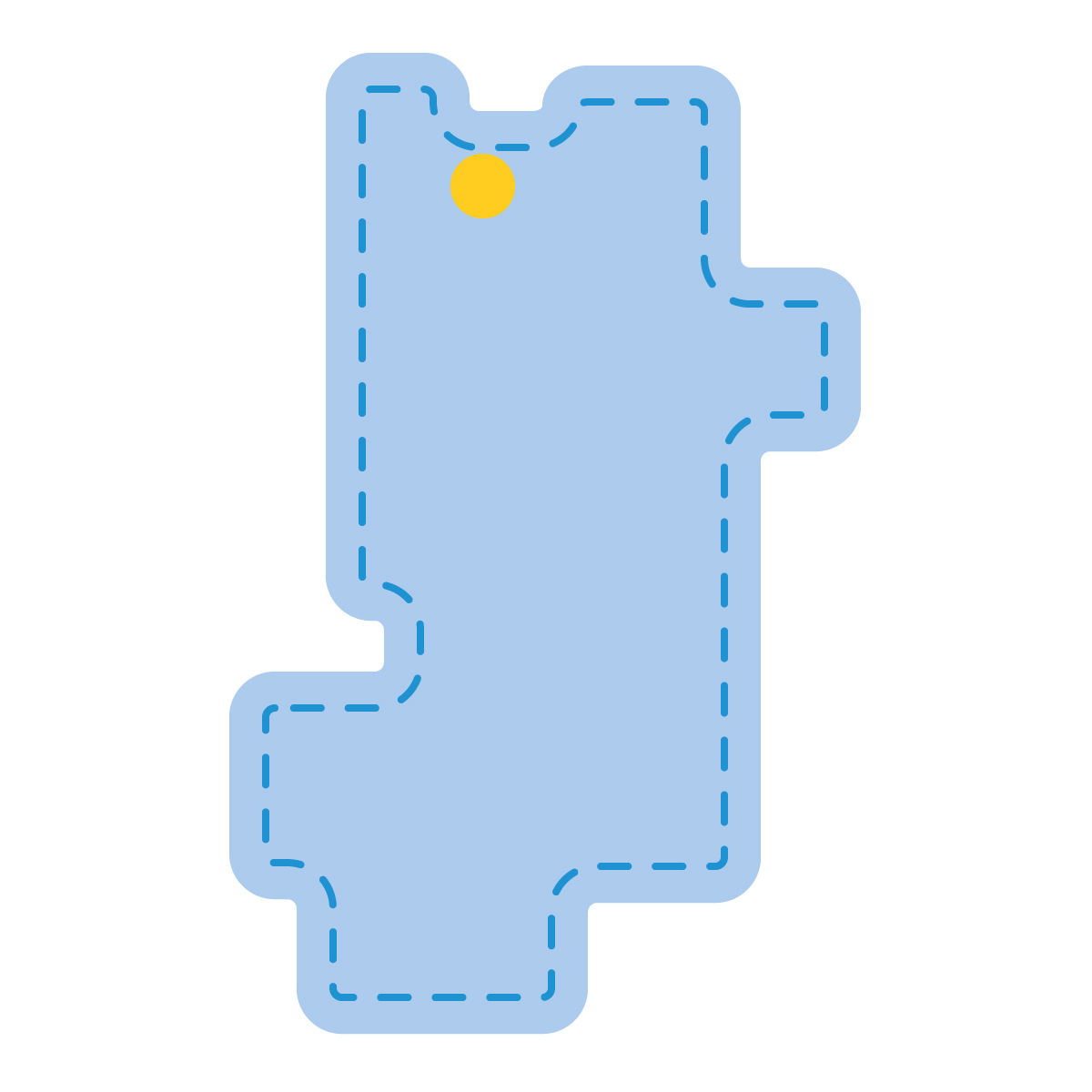 奈良県の無料フリーイラスト｜簡易・県庁あり・角丸ステッチ(青)