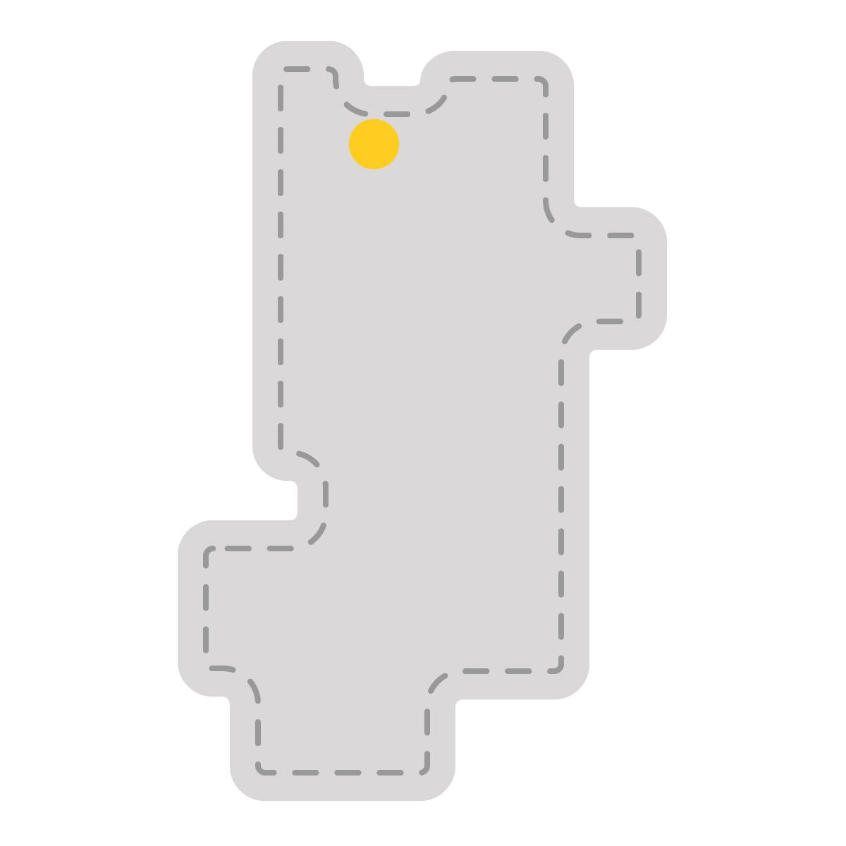 奈良県の無料フリーイラスト|簡易・県庁あり・角丸ステッチ(グレー)