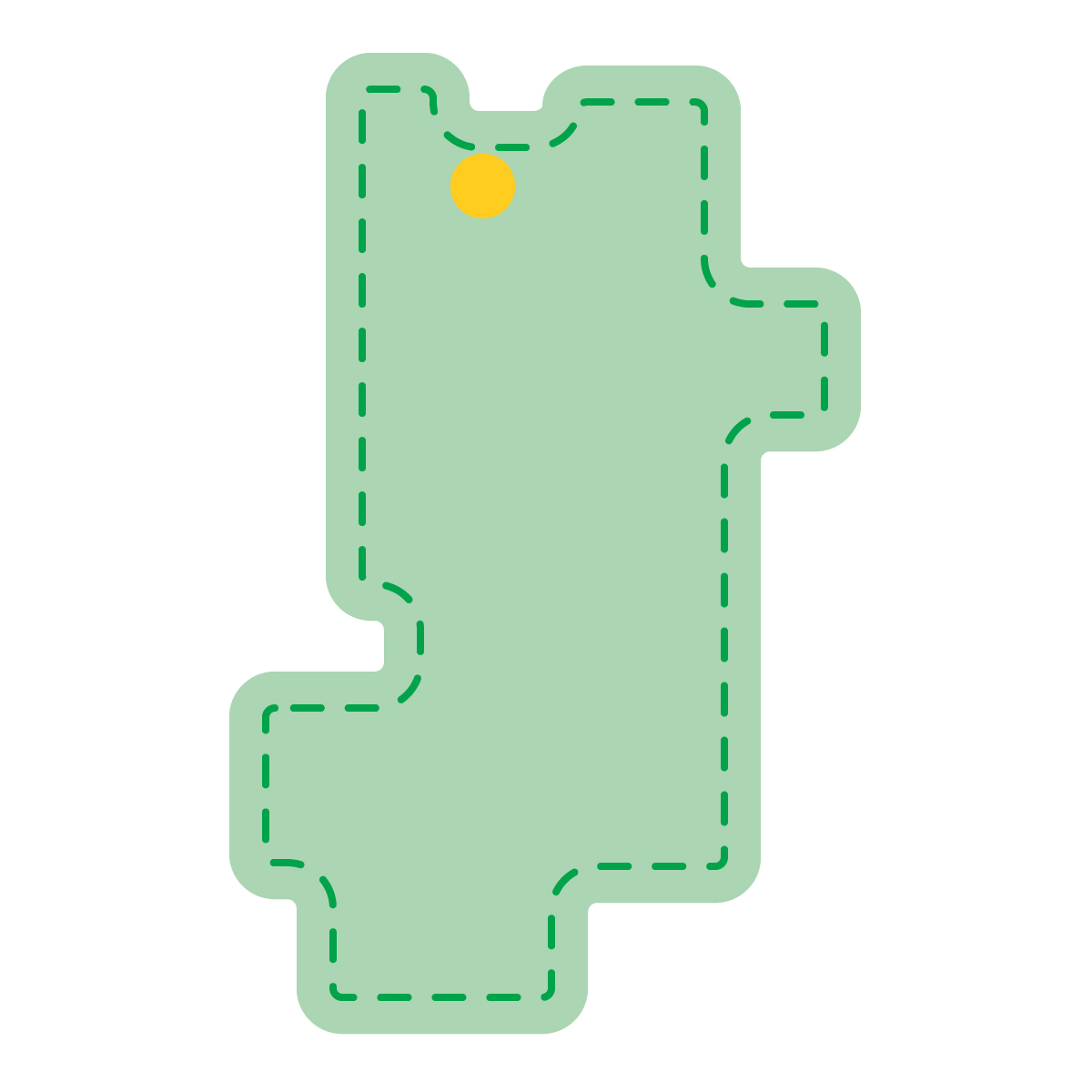 奈良県の無料フリーイラスト|簡易・県庁あり・角丸ステッチ(緑)