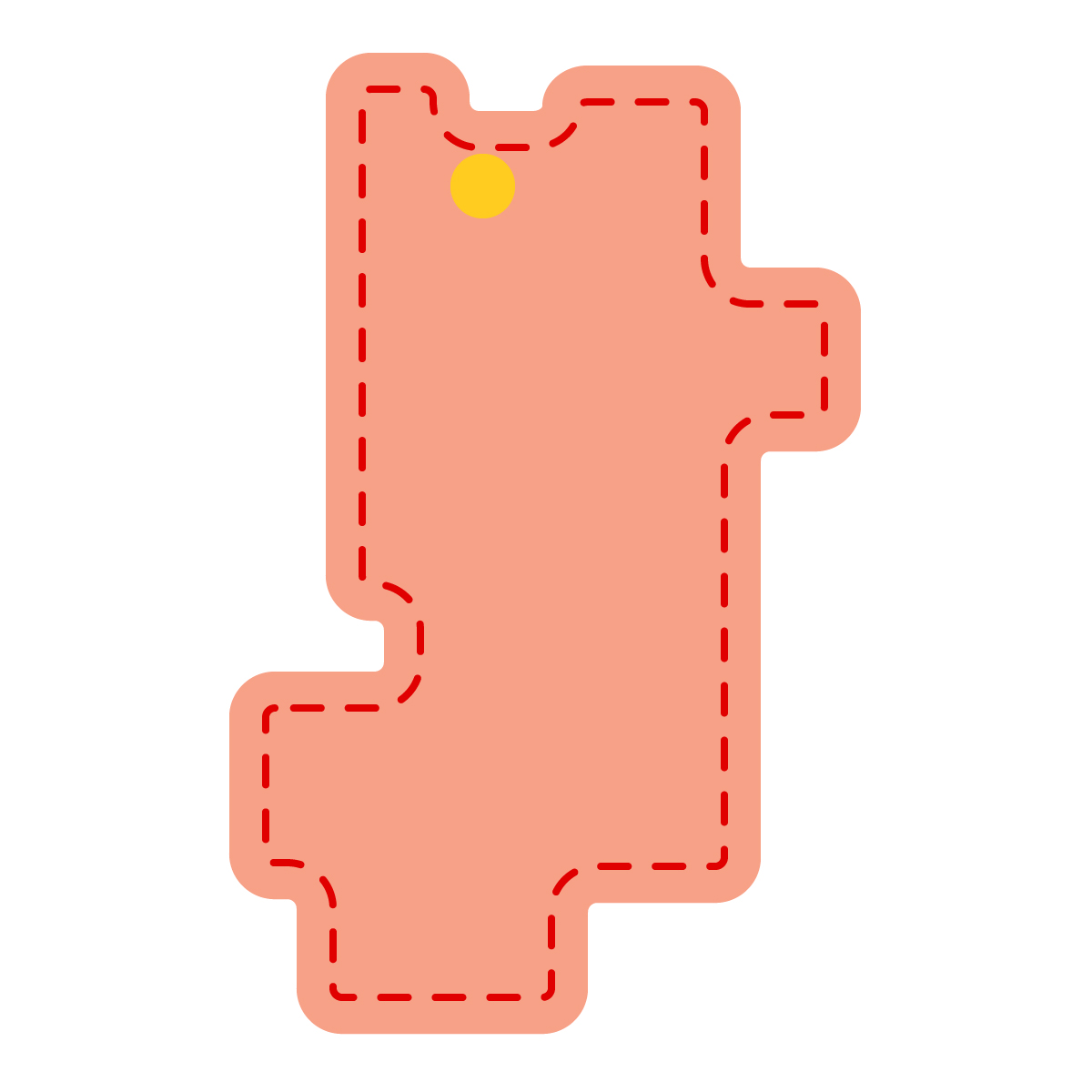 奈良県の無料フリーイラスト|簡易・県庁あり・角丸ステッチ(赤)