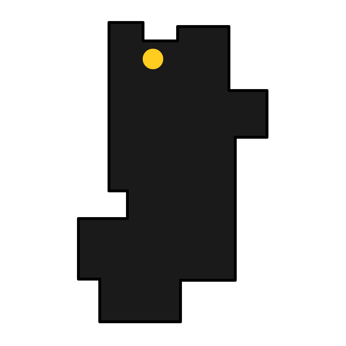 奈良県の無料フリーイラスト｜簡易・県庁あり・四角(黒)