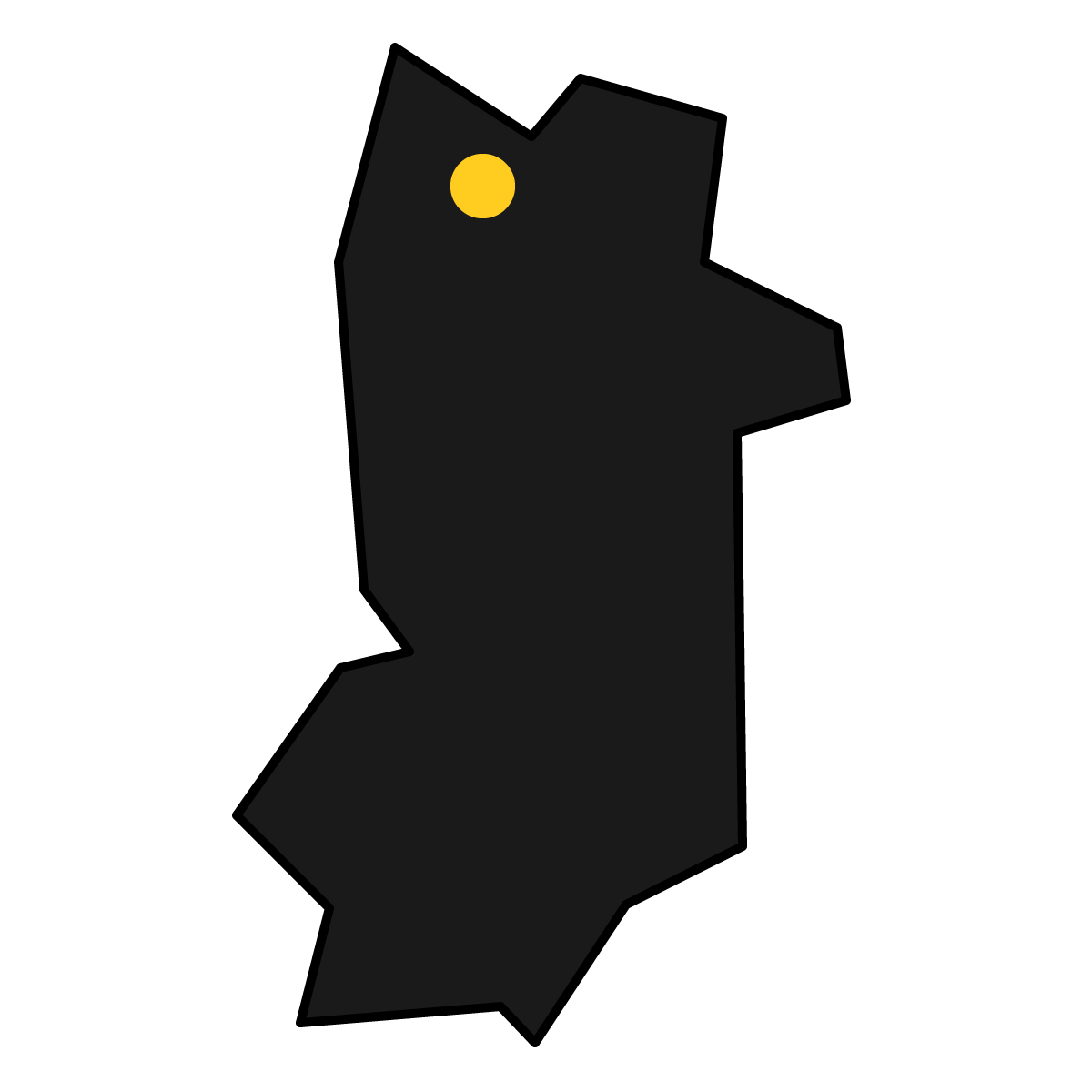 奈良県の無料フリーイラスト｜簡易・県庁あり・三角(黒)