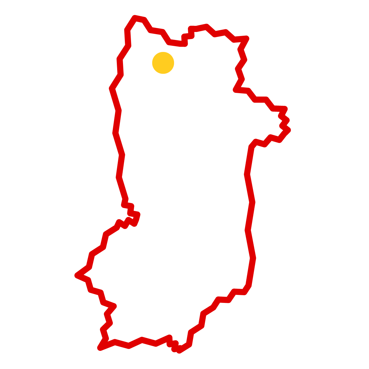 奈良県の無料フリーイラスト｜簡易・県庁あり・ジグザグ(赤)