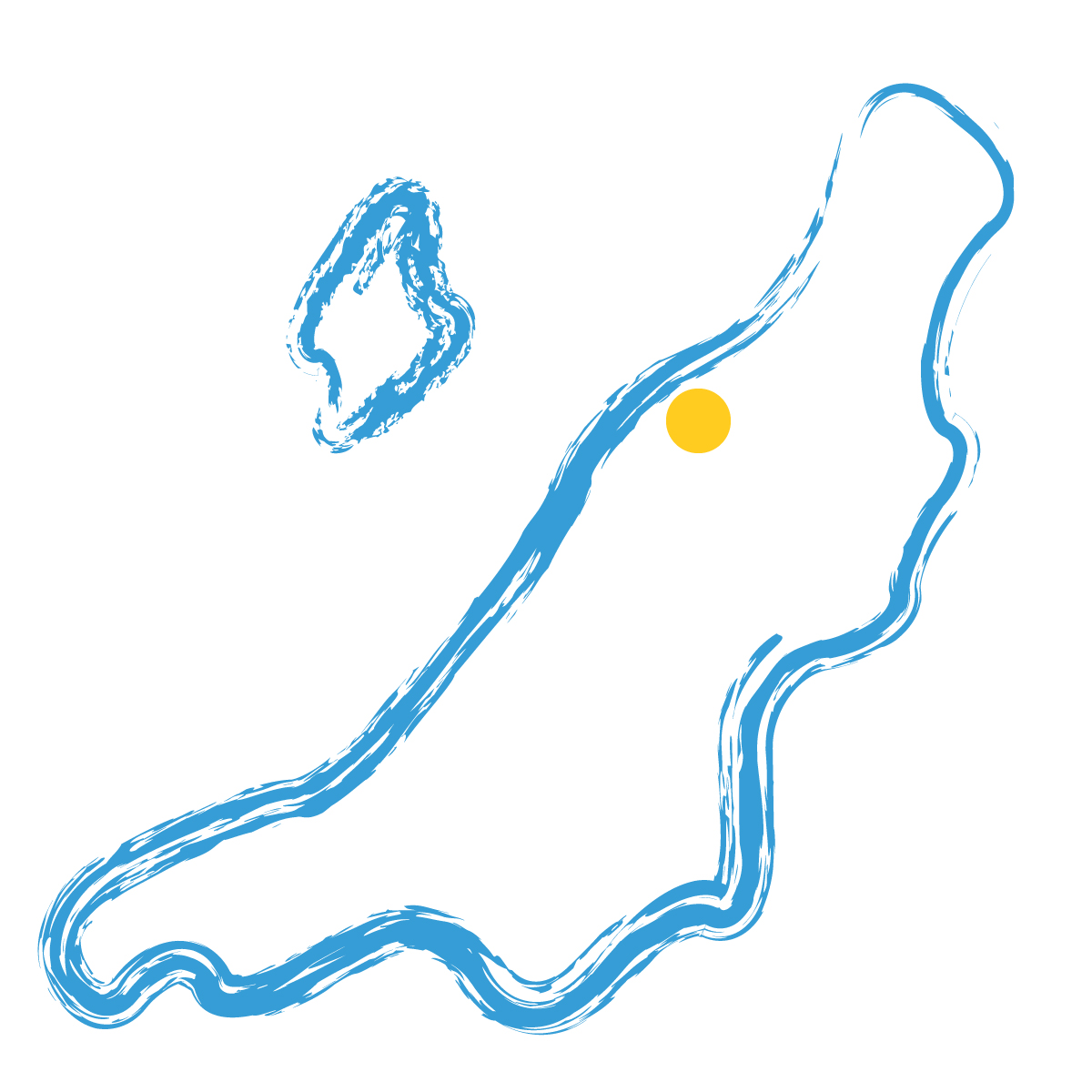新潟県の無料フリーイラスト｜簡易・県庁あり・毛筆(青)