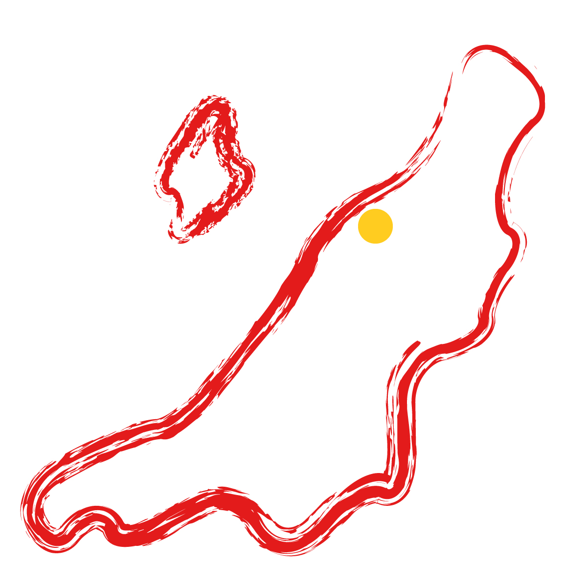 新潟県の無料フリーイラスト|簡易・県庁あり・毛筆(赤)