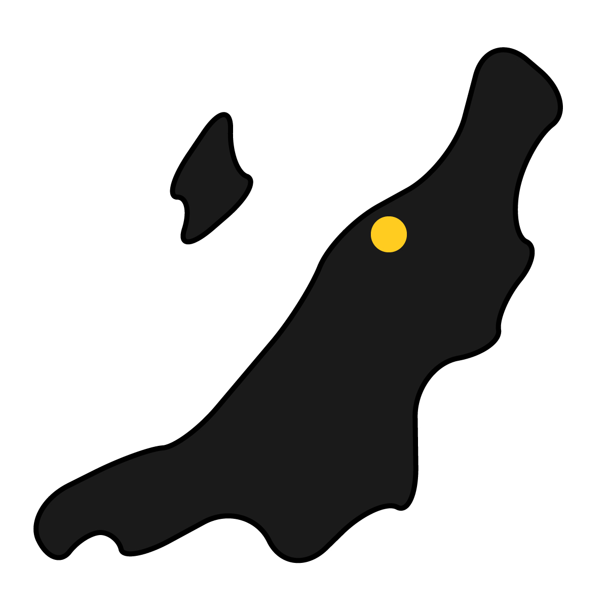 新潟県の無料フリーイラスト|簡易・県庁あり・曲線(黒)