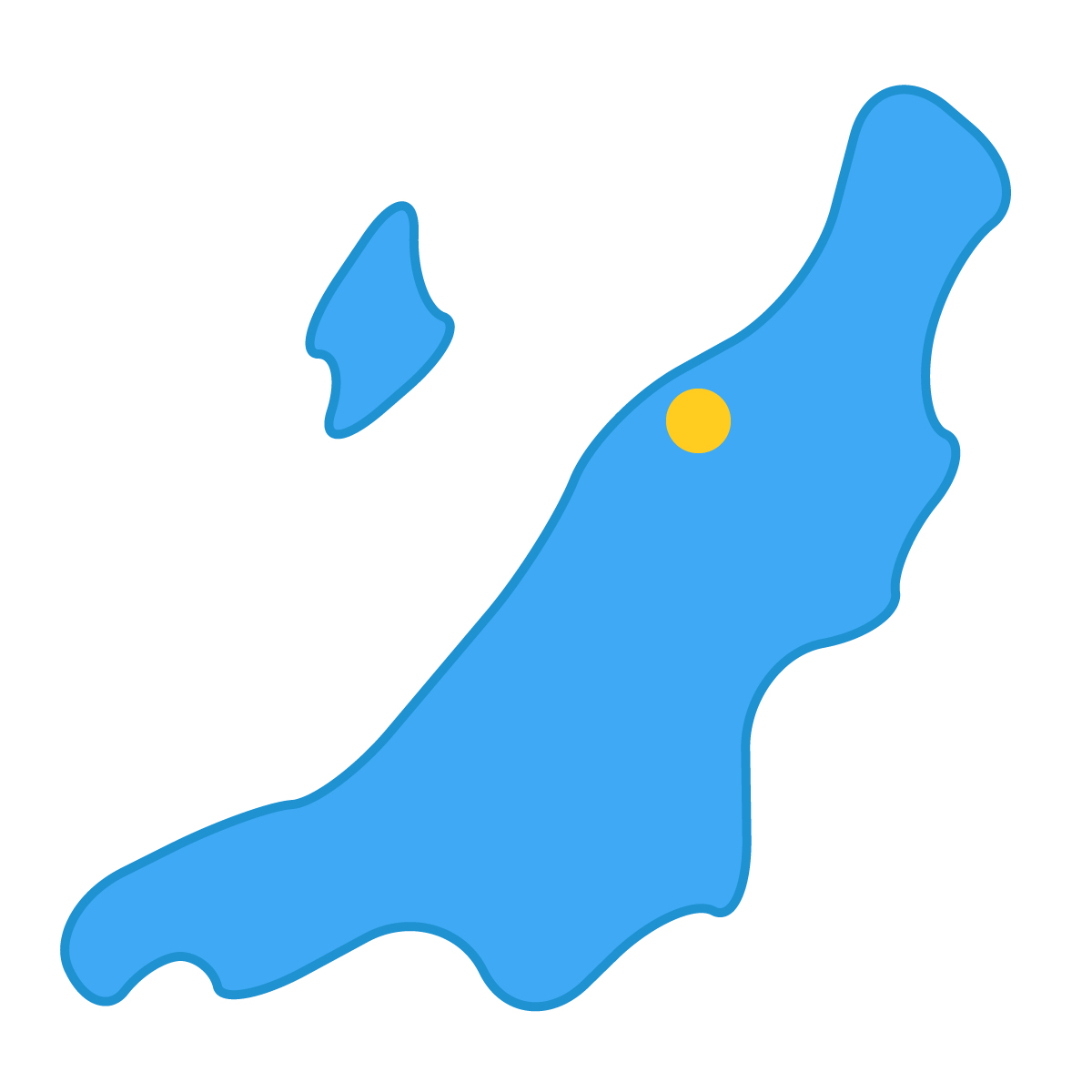 新潟県の無料フリーイラスト|簡易・県庁あり・曲線(青)
