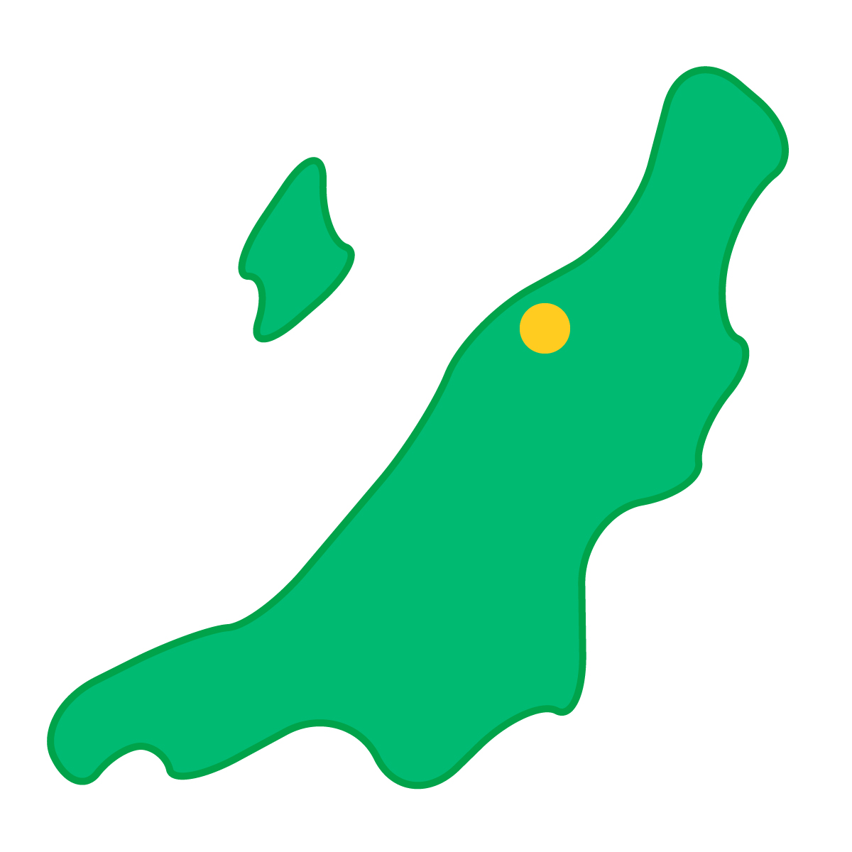 新潟県の無料フリーイラスト|簡易・県庁あり・曲線(緑)