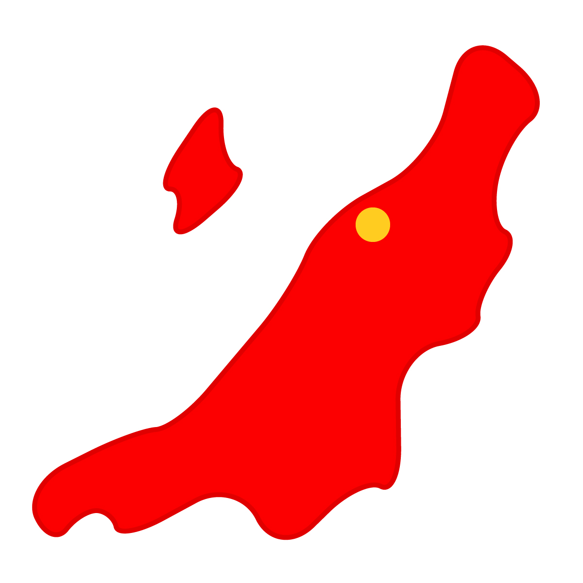 新潟県の無料フリーイラスト|簡易・県庁あり・曲線(赤)