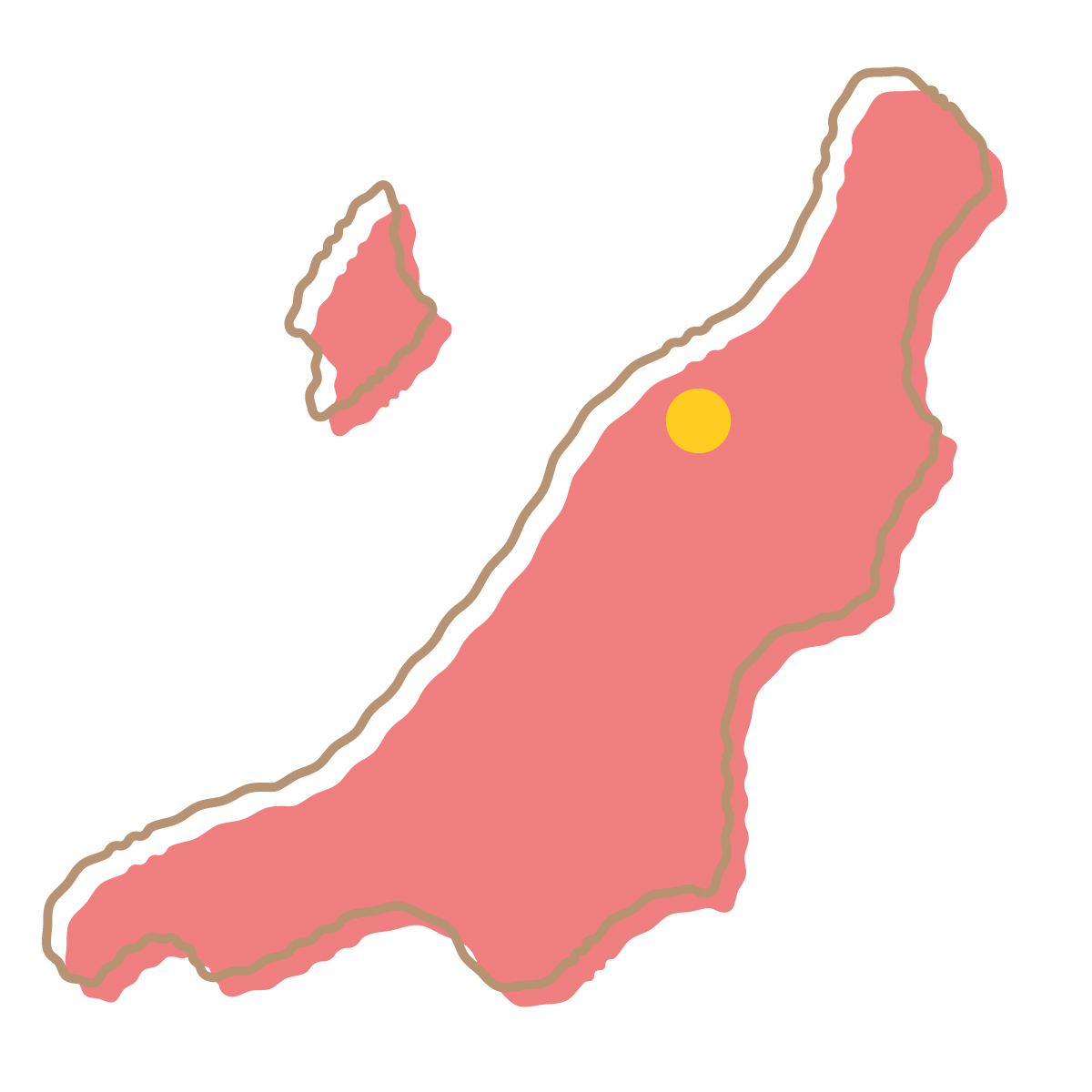新潟県の無料フリーイラスト|簡易・県庁あり・イラスト風(赤)