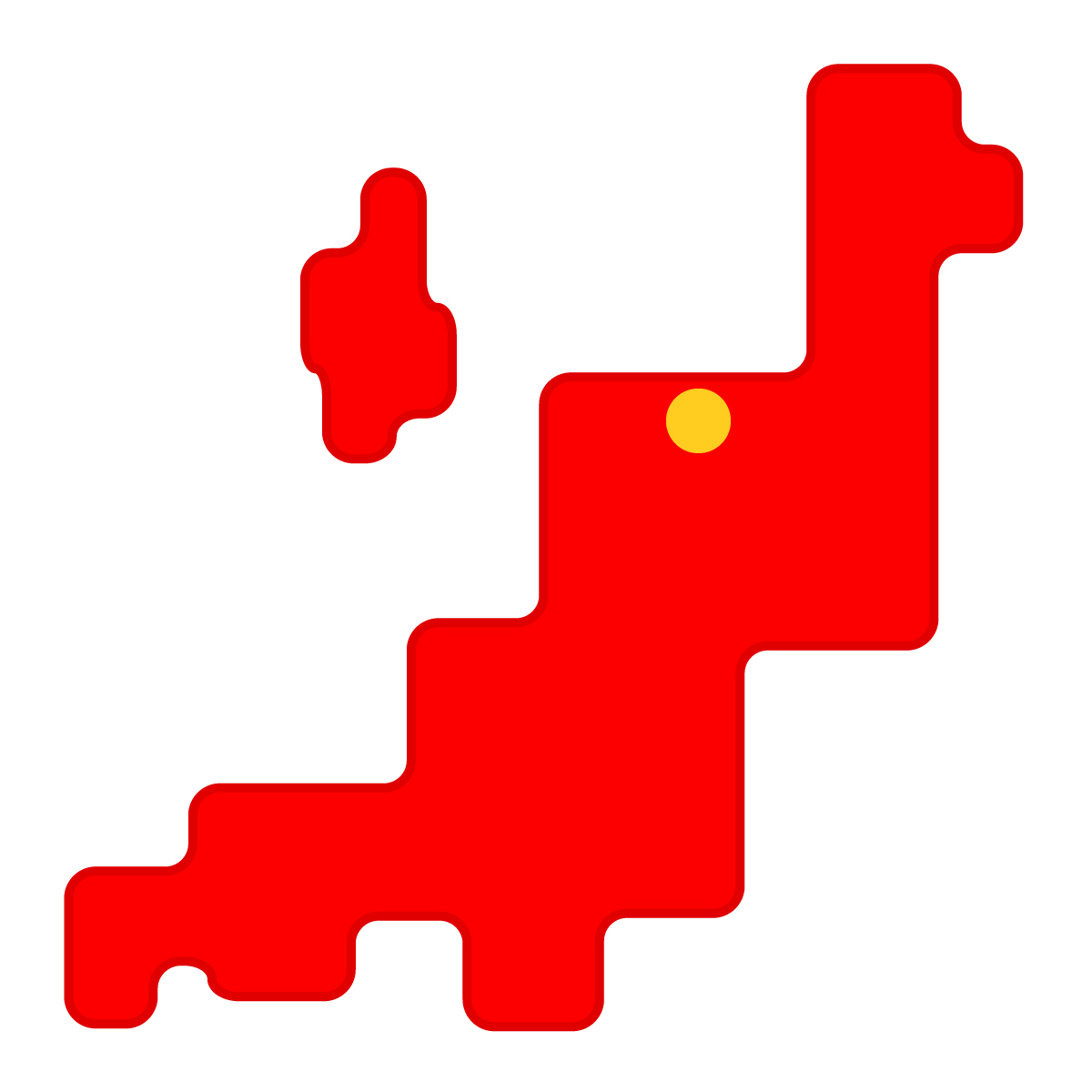 新潟県の無料フリーイラスト|簡易・県庁あり・角丸(赤)
