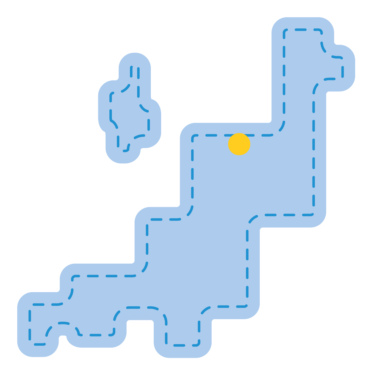 新潟県の無料フリーイラスト|簡易・県庁あり・角丸ステッチ(青)