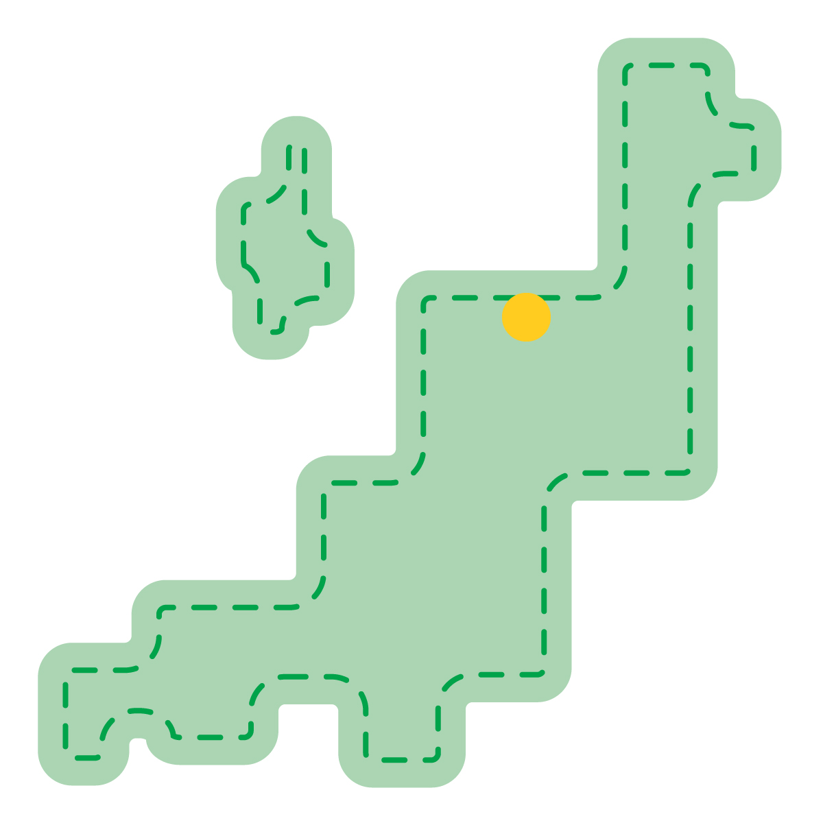 新潟県の無料フリーイラスト|簡易・県庁あり・角丸ステッチ(緑)