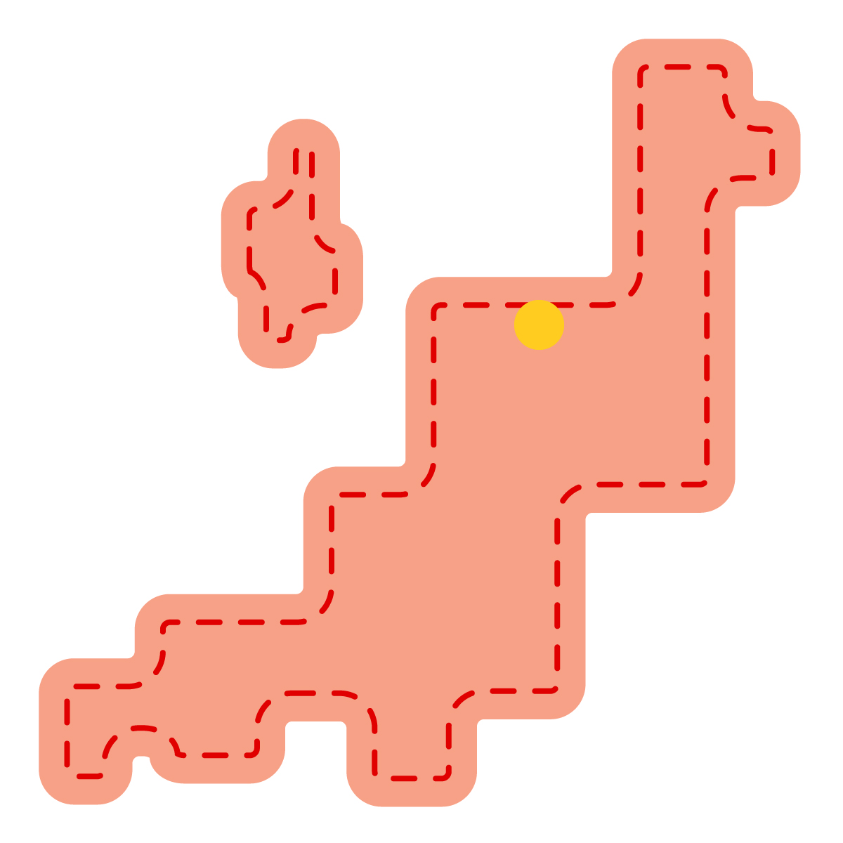 新潟県の無料フリーイラスト|簡易・県庁あり・角丸ステッチ(赤)