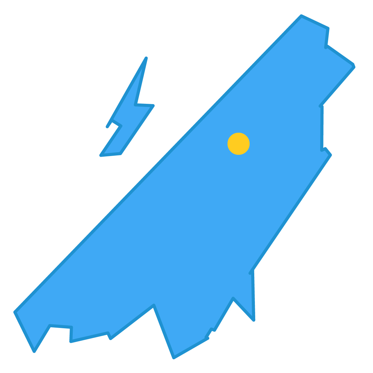 新潟県の無料フリーイラスト|簡易・県庁あり・単純化(青)
