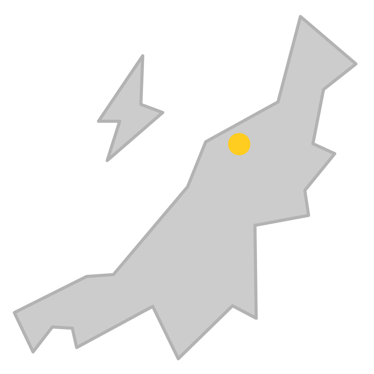 新潟県の無料フリーイラスト|簡易・県庁あり・三角(グレー)