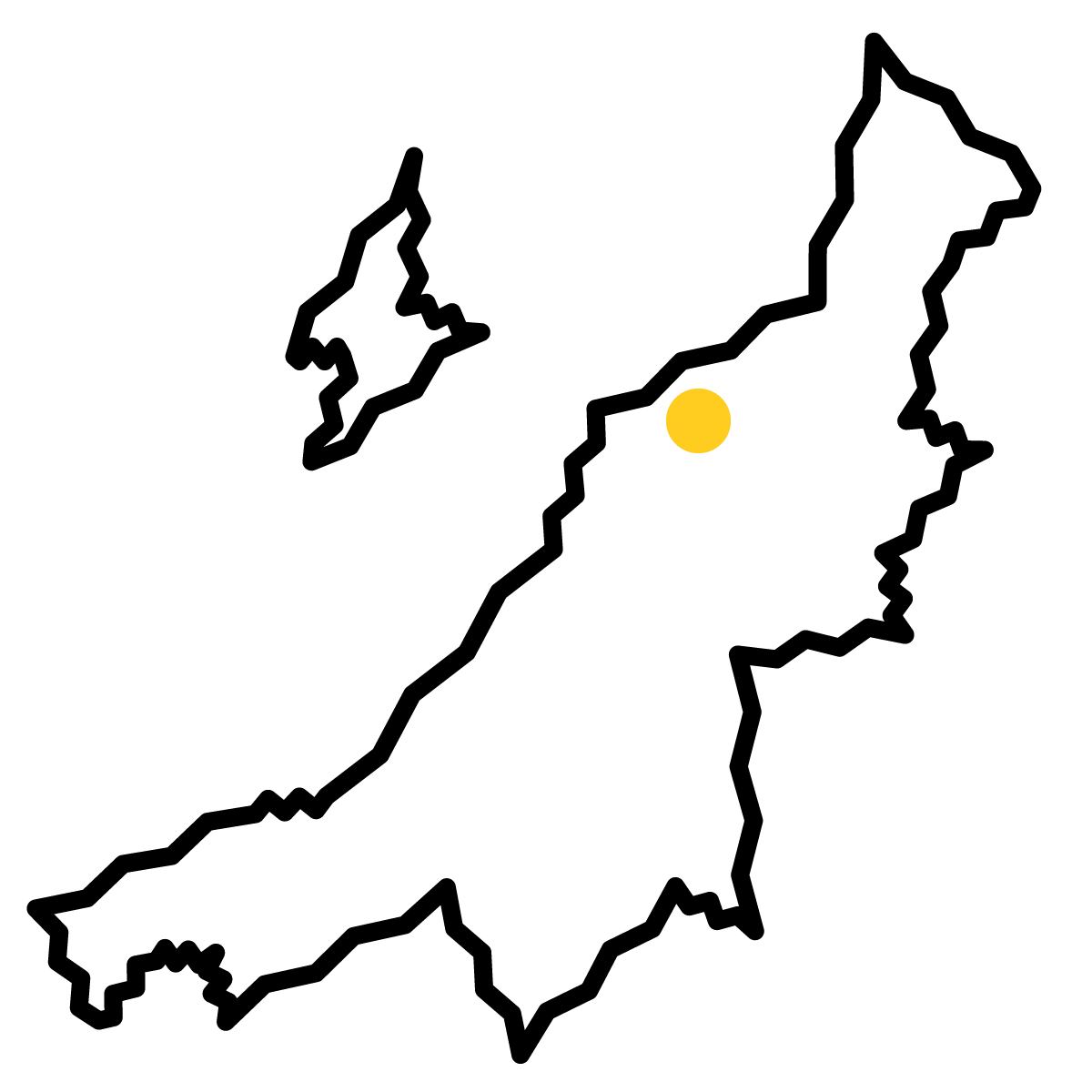 新潟県の無料フリーイラスト|簡易・県庁あり・ジグザグ(黒)